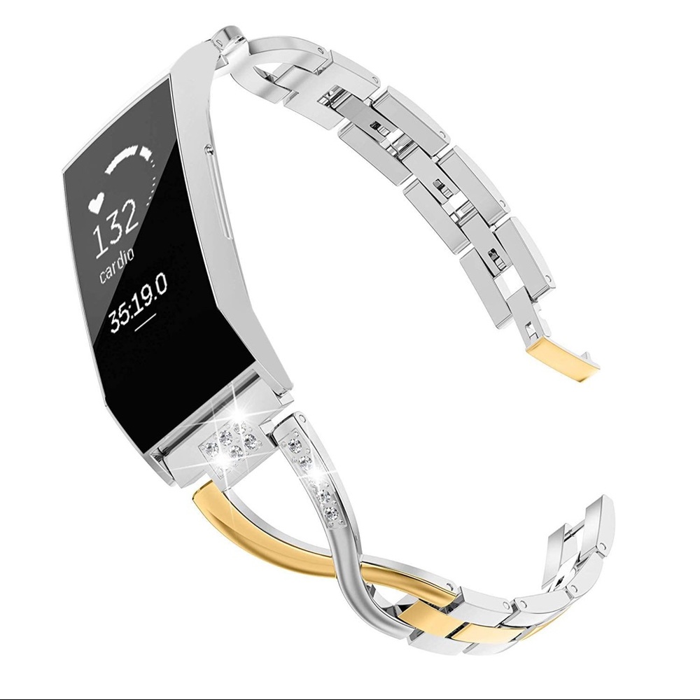 Fitbit Silver and Gold with Crystals Band